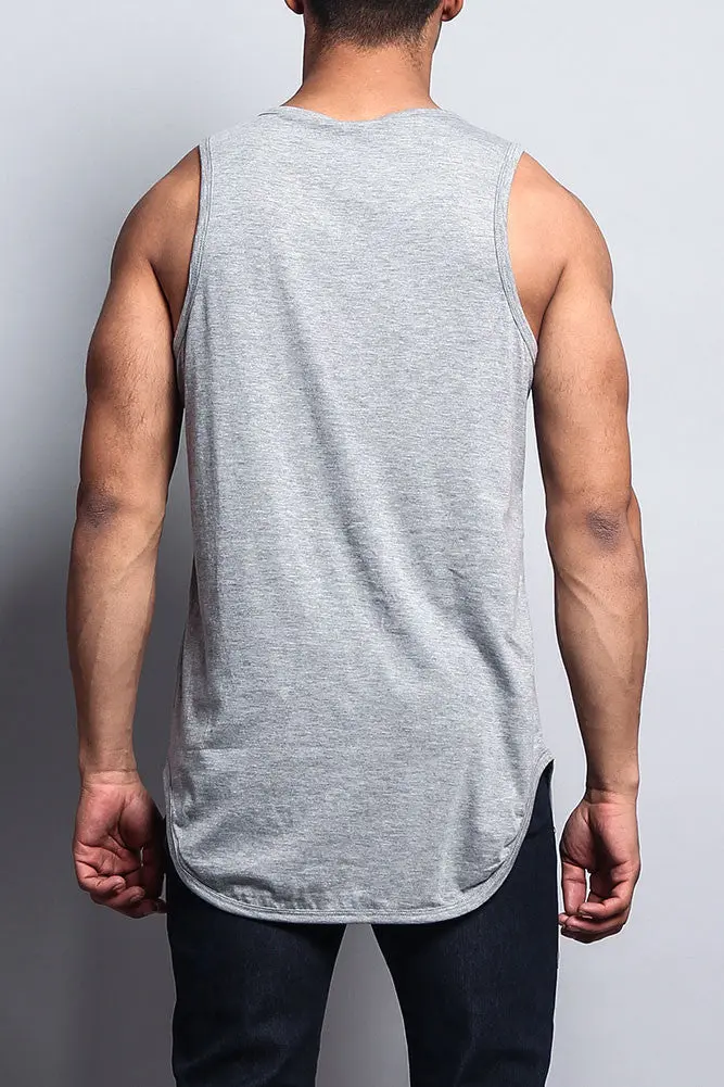 Basic-Tanktop mit langem Schnitt und gebogenem Saum