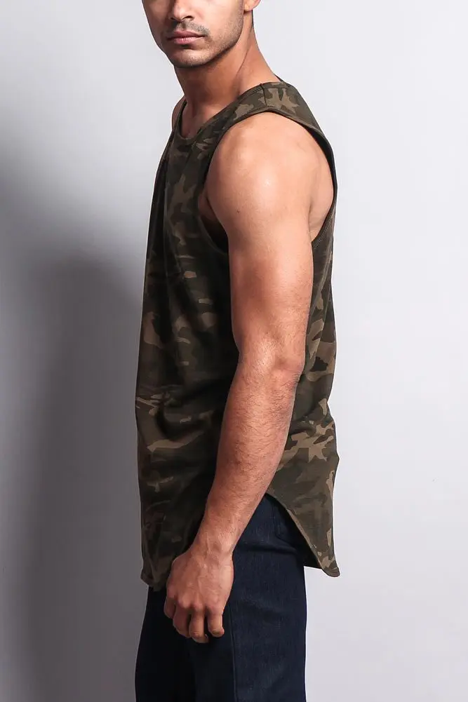 Basic-Tanktop mit langem Schnitt und gebogenem Saum