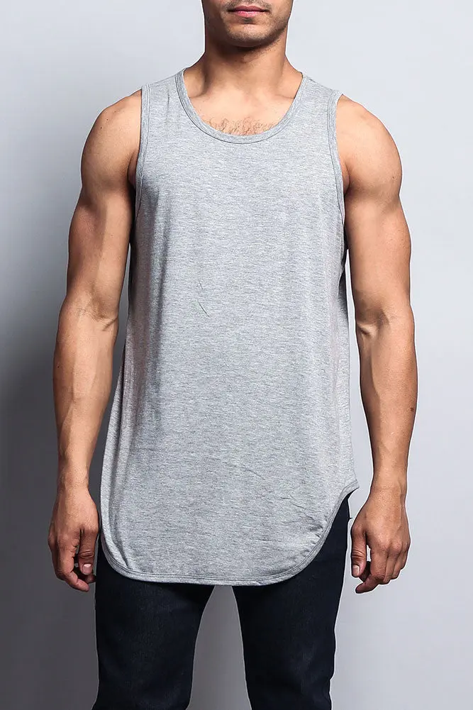 Basic-Tanktop mit langem Schnitt und gebogenem Saum