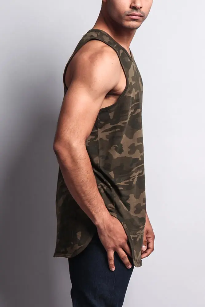 Basic-Tanktop mit langem Schnitt und gebogenem Saum