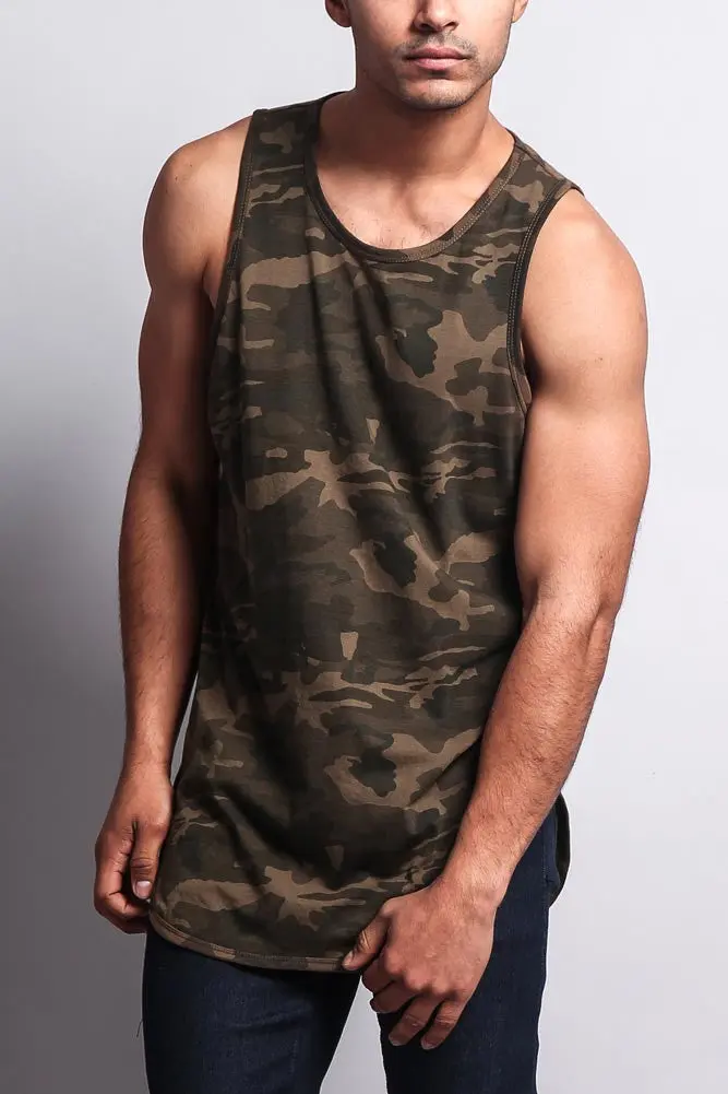 Basic-Tanktop mit langem Schnitt und gebogenem Saum