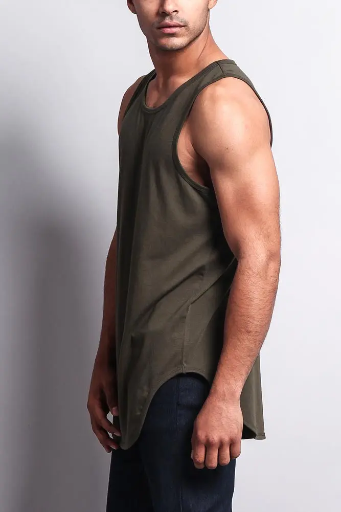 Basic-Tanktop mit langem Schnitt und gebogenem Saum