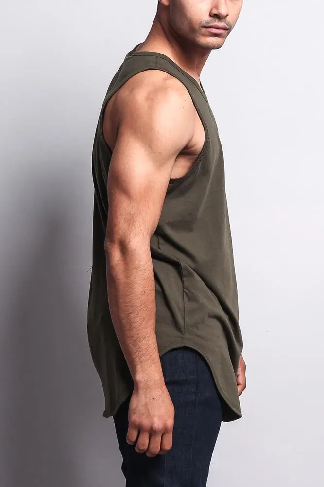 Basic-Tanktop mit langem Schnitt und gebogenem Saum