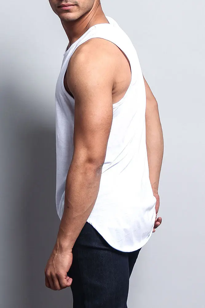 Basic-Tanktop mit langem Schnitt und gebogenem Saum