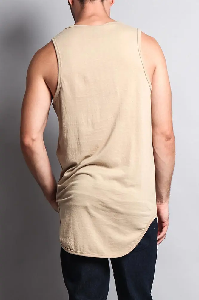Basic-Tanktop mit langem Schnitt und gebogenem Saum