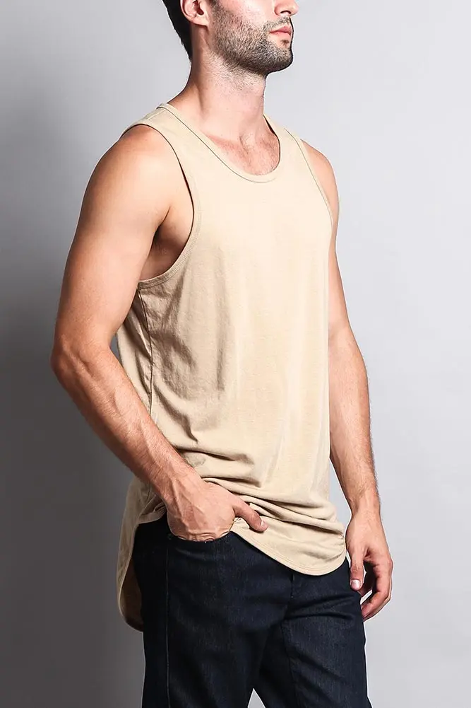 Basic-Tanktop mit langem Schnitt und gebogenem Saum
