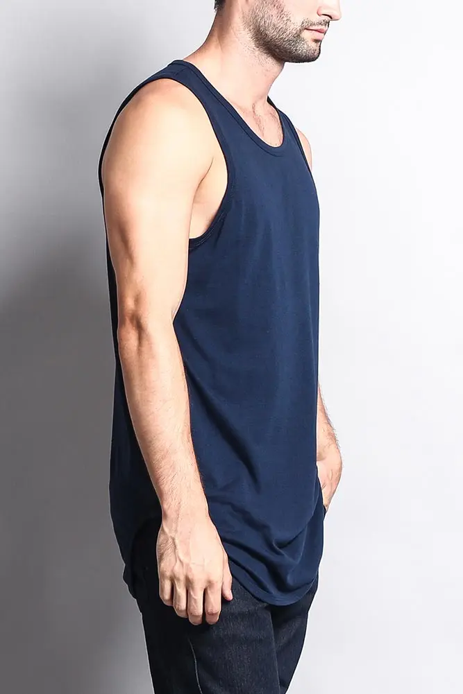 Basic-Tanktop mit langem Schnitt und gebogenem Saum