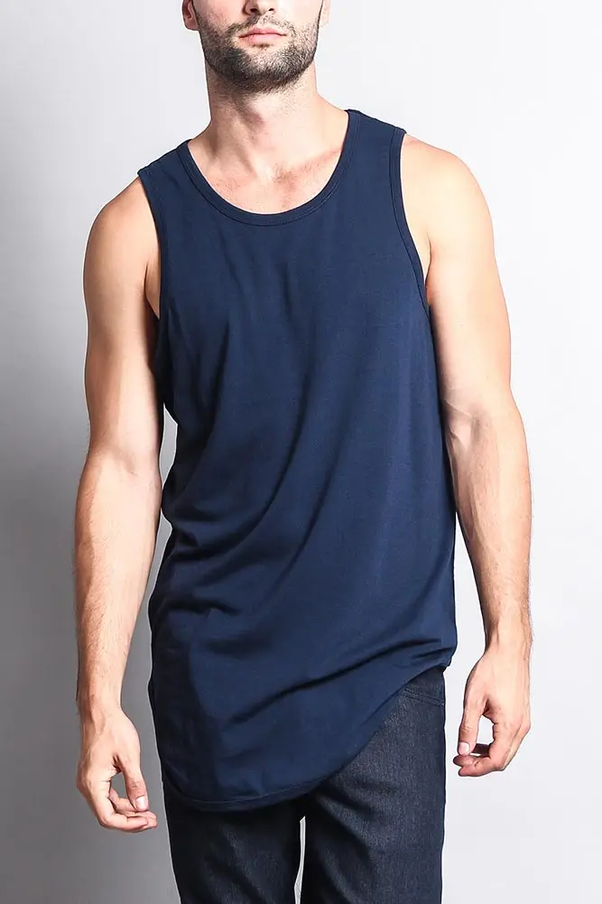 Basic-Tanktop mit langem Schnitt und gebogenem Saum