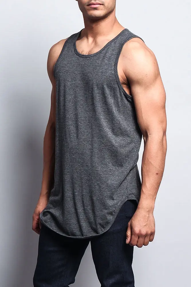 Basic-Tanktop mit langem Schnitt und gebogenem Saum