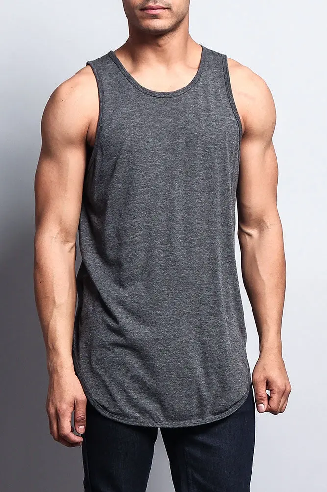 Basic-Tanktop mit langem Schnitt und gebogenem Saum
