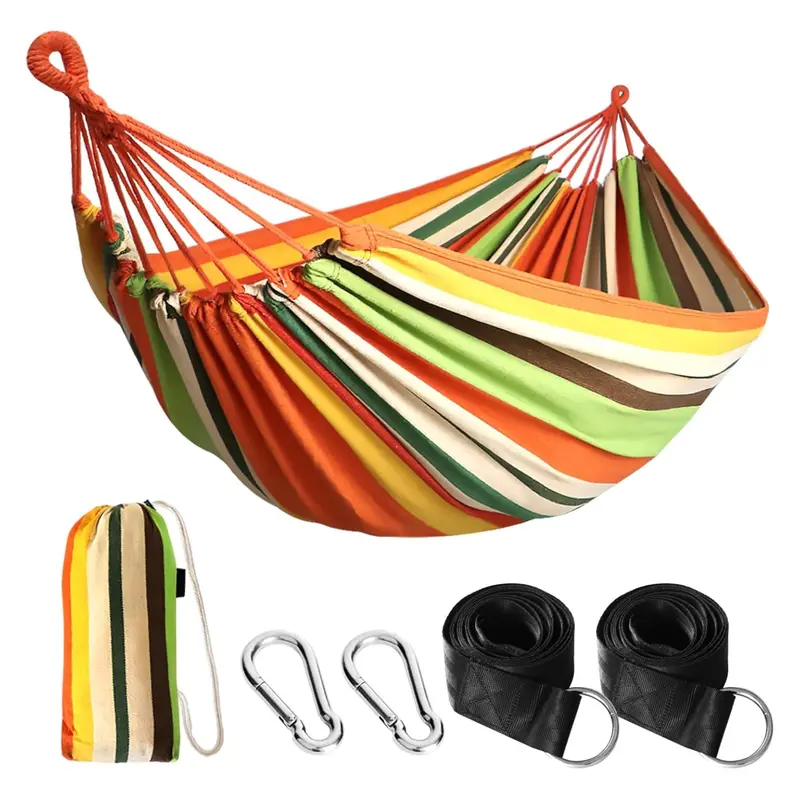 Baumwoll-Hängematte für Camping mit Baumgurten, Tragkraft 300 kg, tragbar