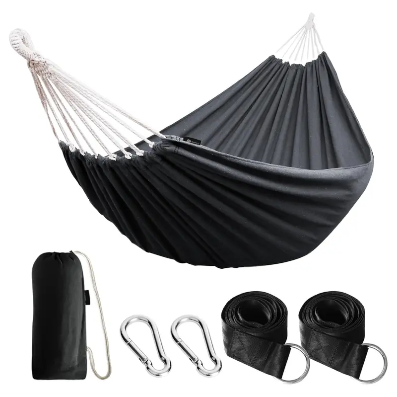 Baumwoll-Hängematte für Camping mit Baumgurten, Tragkraft 300 kg, tragbar