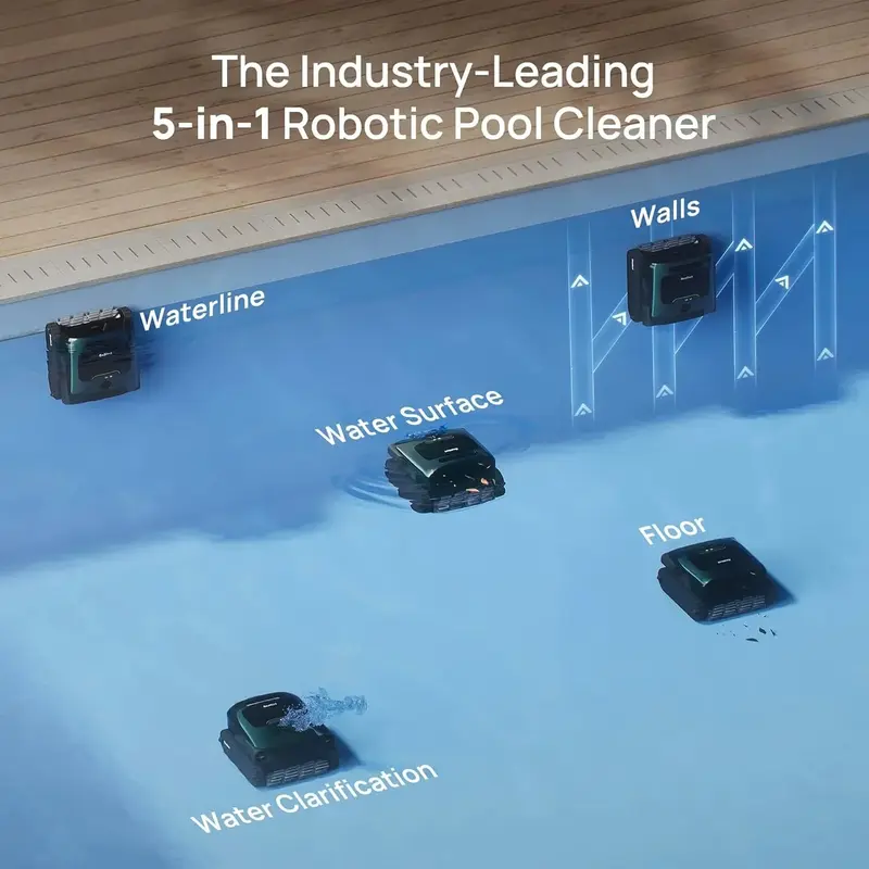 Beatbot AquaSense 2 Pro Akku-Poolreinigungsroboter, einzigartige 5-in-1-Reinigung, intelligente Oberflächenparkfunktion, Oberflächenabsaugung mit App-Steuerung, Wasserklarstellung – für Pools bis zu 3.875 ft² – Smaragdgrün