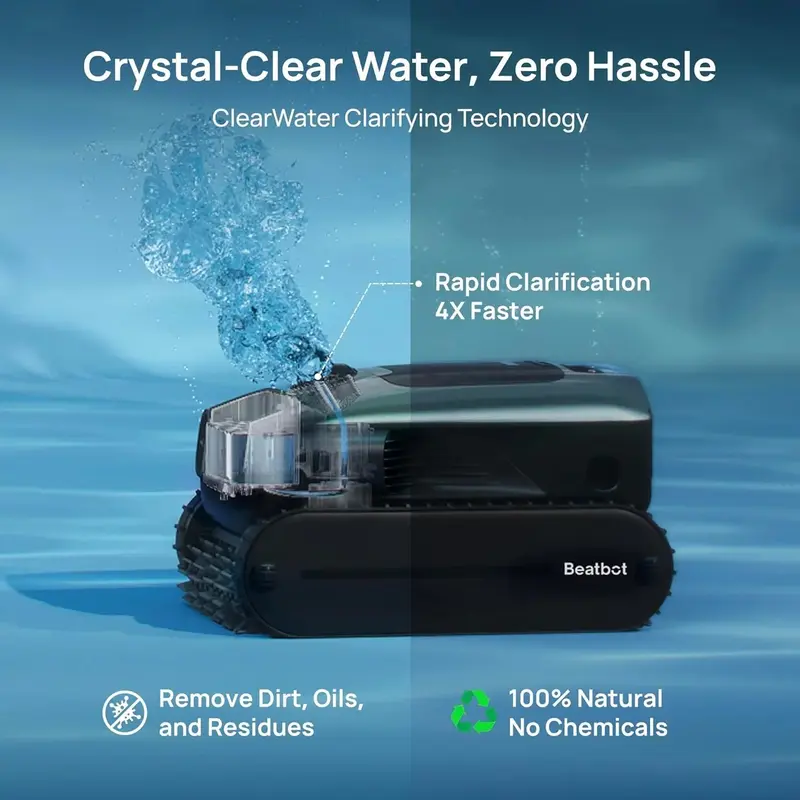 Beatbot AquaSense 2 Pro Akku-Poolreinigungsroboter, einzigartige 5-in-1-Reinigung, intelligente Oberflächenparkfunktion, Oberflächenabsaugung mit App-Steuerung, Wasserklarstellung – für Pools bis zu 3.875 ft² – Smaragdgrün