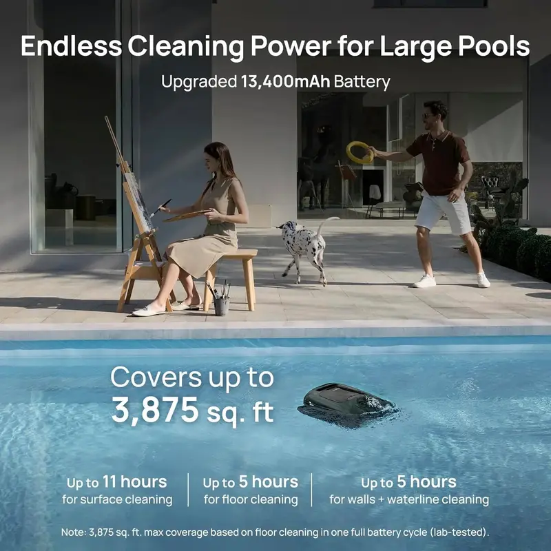 Beatbot AquaSense 2 Pro Akku-Poolreinigungsroboter, einzigartige 5-in-1-Reinigung, intelligente Oberflächenparkfunktion, Oberflächenabsaugung mit App-Steuerung, Wasserklarstellung – für Pools bis zu 3.875 ft² – Smaragdgrün