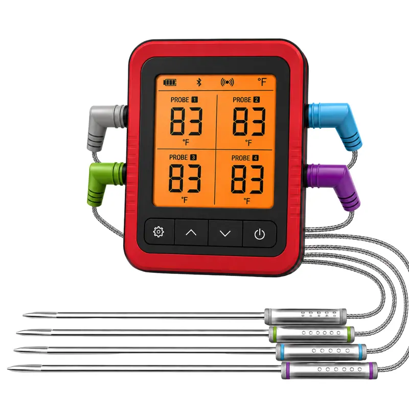 Bluetooth-Fleischthermometer mit 4 Sensoren für Grill und Smoker
