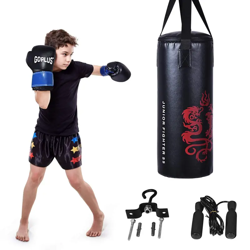 Boxsack-Set für Kinder – gefüllter schwerer Boxsack mit Handschuhen für Kickboxen