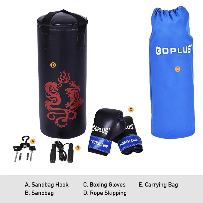 Boxsack-Set für Kinder – gefüllter schwerer Boxsack mit Handschuhen für Kickboxen
