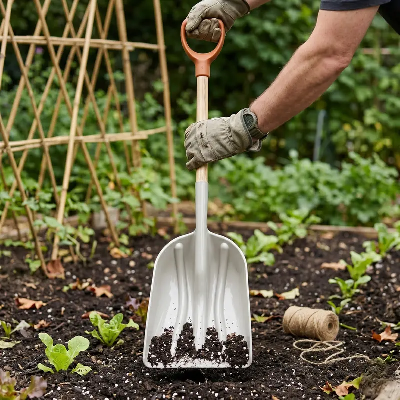 Breite Poly-Schaufel mit Holzstiel für Gartenarbeiten