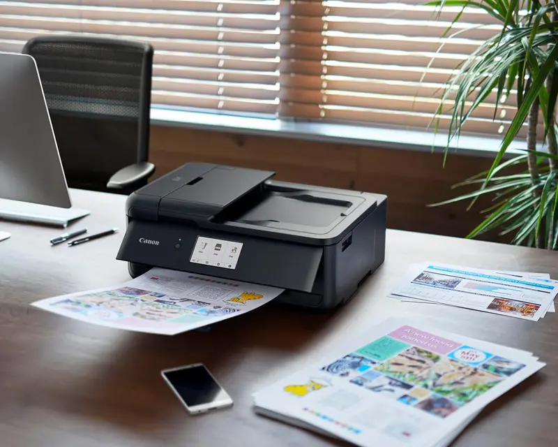 Canon PIXMA TS9550 Farbtintenstrahl-Multifunktionsgerät (Drucker, Scanner, Kopierer) für DIN A4 und A3 – mit 5 separaten Tintenpatronen, WLAN, LAN, Canon PRINT App, zwei Papierzuführungen und Duplexdruck – Schwarz