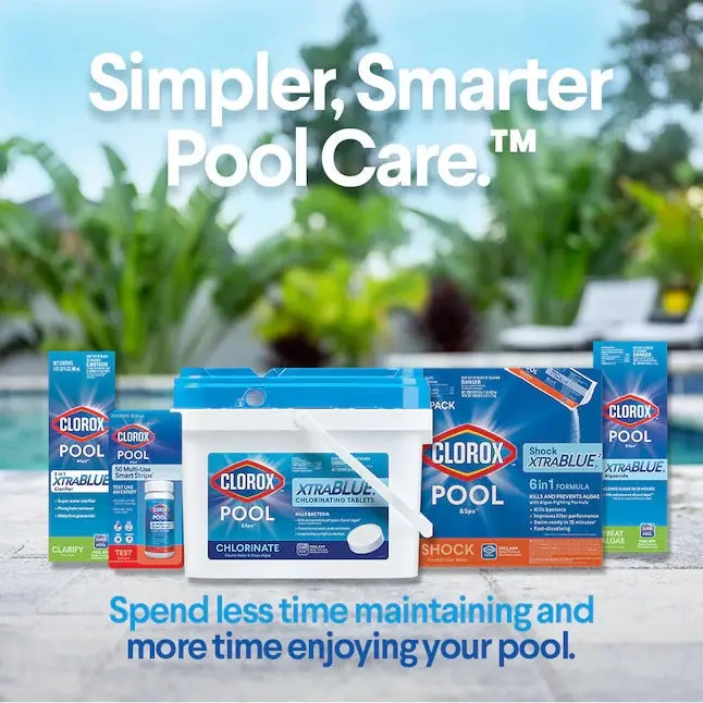 Clorox Pool&Spa XtraBlue 3-Zoll-Langzeit-Chlor-Tabletten, 35-lb-Eimer, 3-Zoll-Pool-Chlor-Tabletten