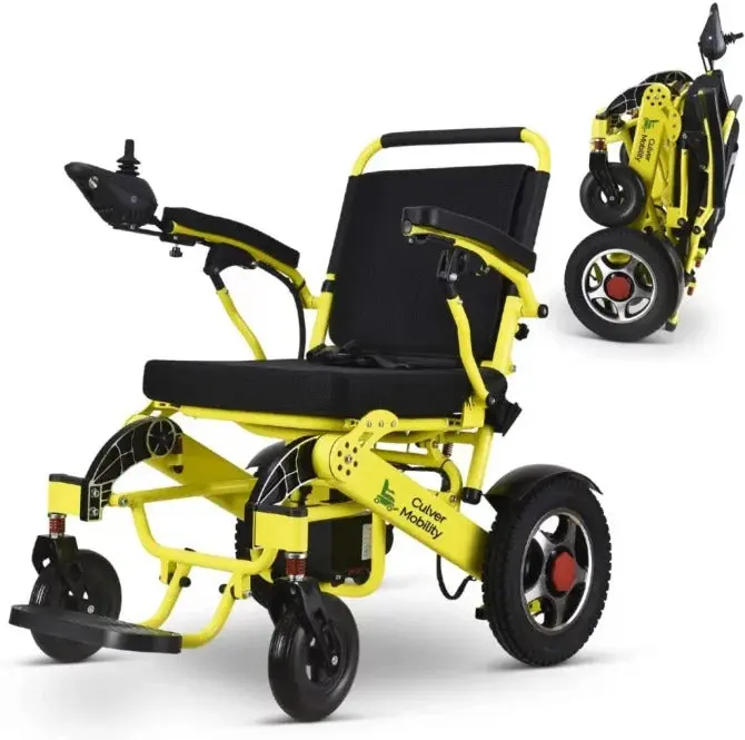 Culver Mobility Elektrischer Rollstuhl-Scooter, klappbar, leicht, sicher, motorisiert, FDA-zugelassen für Flugreisen (kostenloser Rollstuhl-Rampen-Geschenk) (Silber – 44,5 cm) 2