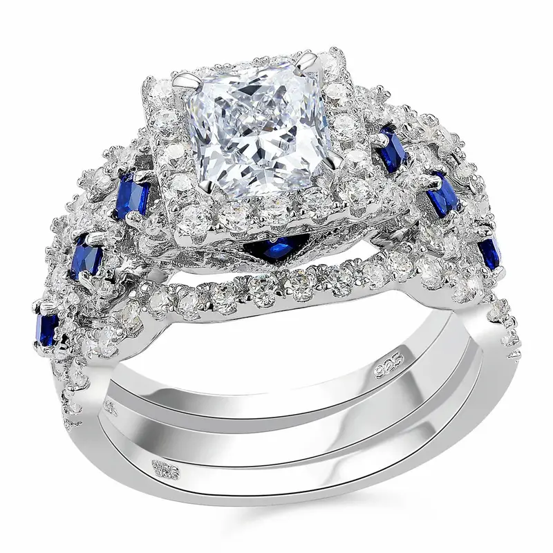 Damenring mit 2,6 ct Prinzessin-Schliff-Zirkonia (Qualität 5A) 2