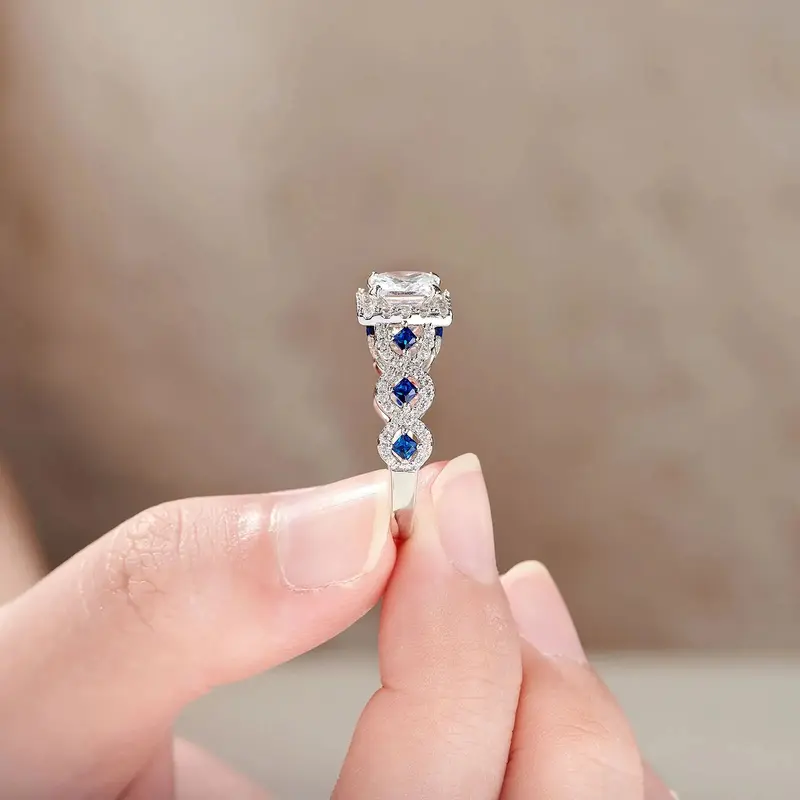 Damenring mit 2,6 ct Prinzessin-Schliff-Zirkonia (Qualität 5A)