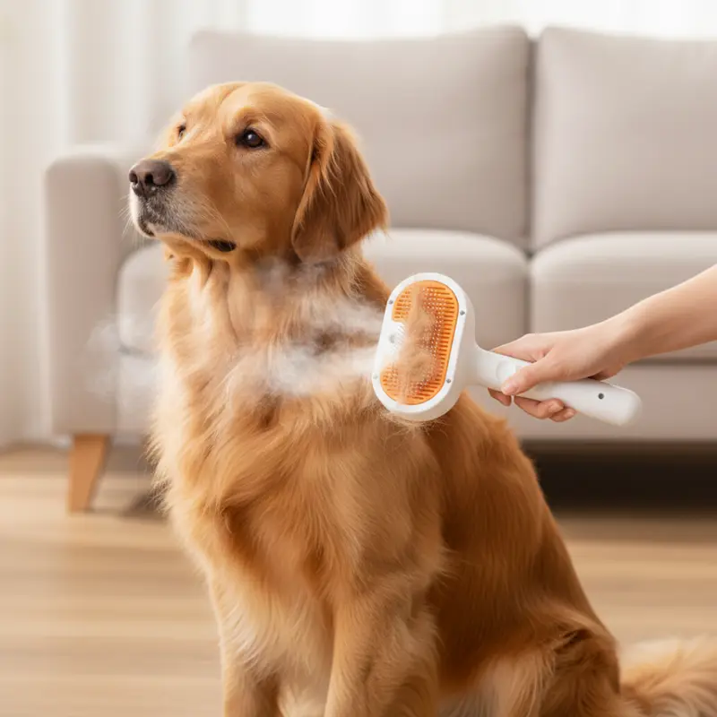 Dampfbürste für Hunde und Katzen mit Nebelfunktion und Selbstreinigung