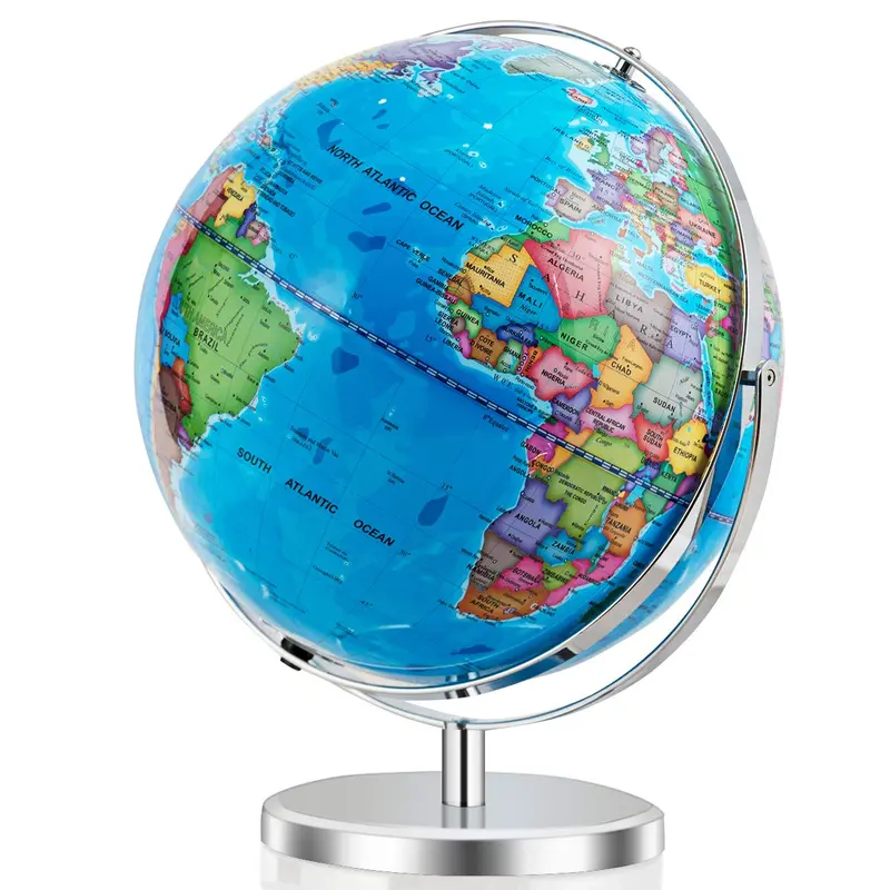 Desktop-Weltglobus, pädagogischer geografischer Weltglobus mit LED-Beleuchtung