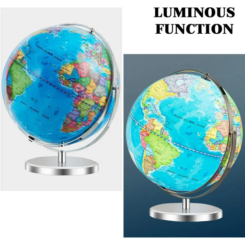 Desktop-Weltglobus, pädagogischer geografischer Weltglobus mit LED-Beleuchtung