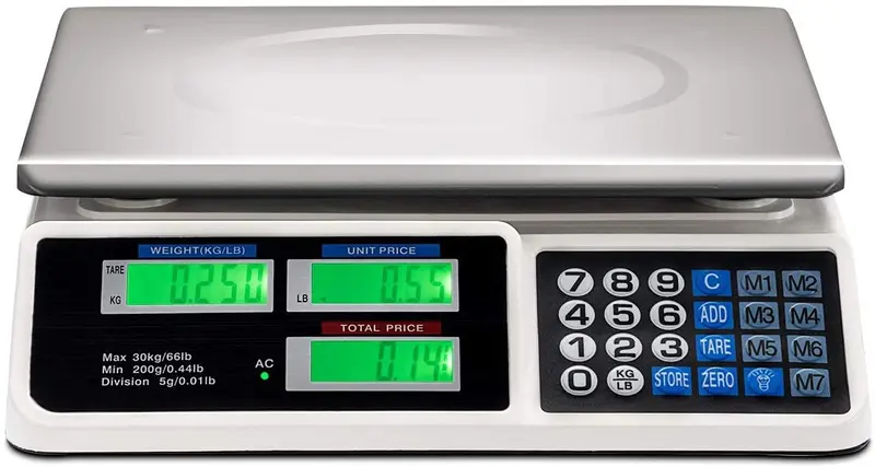 Digitale Waage mit Preisberechnung, 66 lb (30 kg), für Delikatess- und Lebensmittelgeschäfte, elektronische Zählwaage
