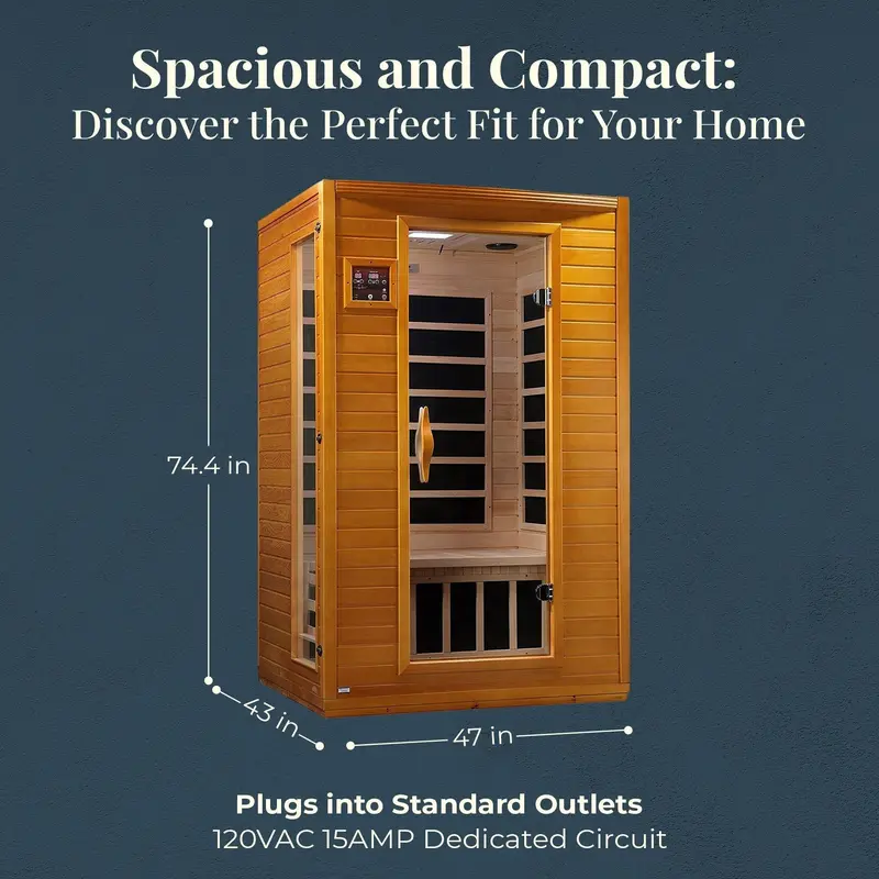 Dynamic Saunas Andora – 2-Personen-Far-Infrarotsauna mit niedrigem EMF, aus kanadischem Hemlock-Holz