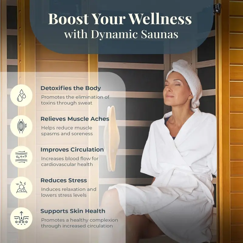 Dynamic Saunas Andora – 2-Personen-Far-Infrarotsauna mit niedrigem EMF, aus kanadischem Hemlock-Holz