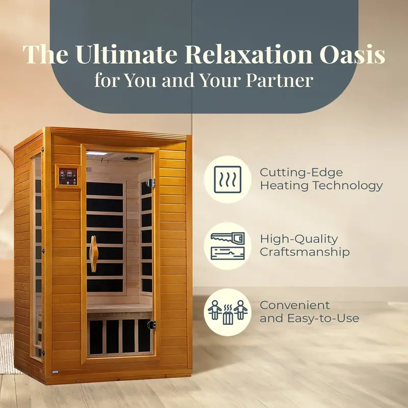 Dynamic Saunas Andora – 2-Personen-Far-Infrarotsauna mit niedriger EMF-Strahlung, aus kanadischem Hemlock-Holz 2