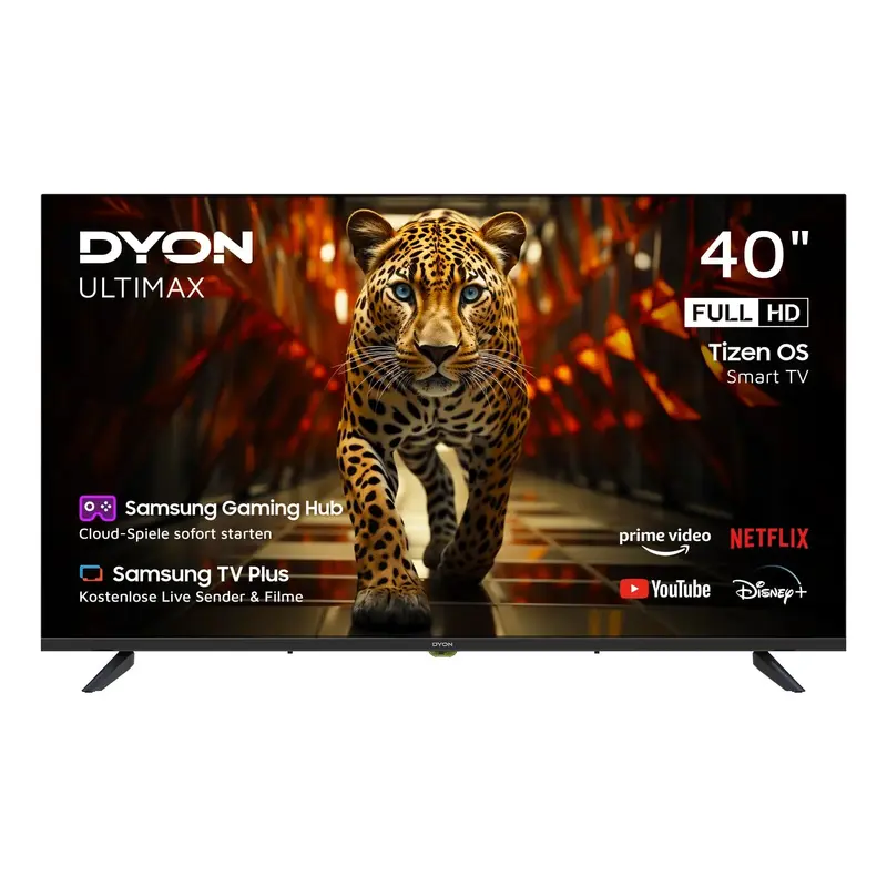 DYON ULTIMAX 40F-TI – 40-Zoll-(100-cm-)Full-HD-Smart-TV mit Tizen-Betriebssystem, Triple-Tuner (DVB-C/-S2/-T2), Smart- und Gaming-Hub, Prime Video, Netflix, Disney+ [2025]