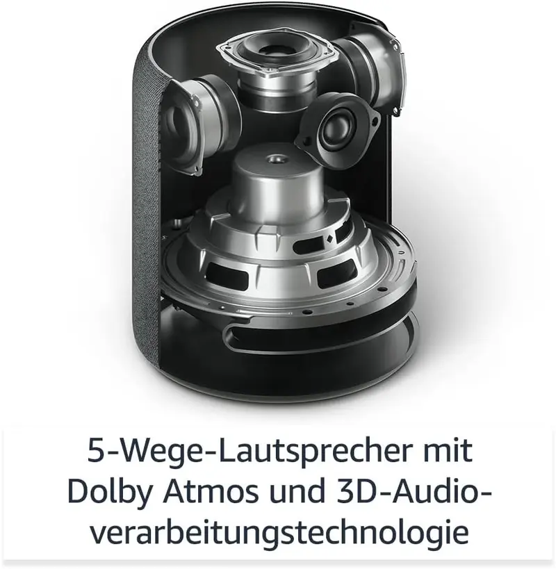 Echo Studio (neueste Generation) | Der beste Klang, den unsere intelligenten WLAN- und Bluetooth-Lautsprecher je geboten haben – mit Dolby Atmos, 3D-Audio, Smart-Home-Hub und Alexa | Weiß