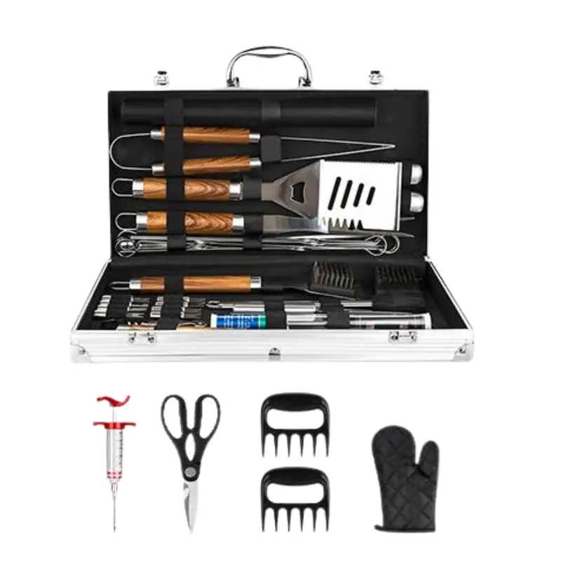 Edelstahl-Grill-Set mit Aluminium-Aufbewahrungsbox