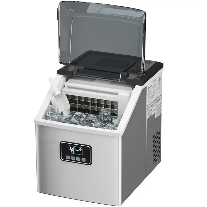 Eiswürfelmaschine für die Arbeitsfläche, Edelstahl, 48 lbs/24 Std., Selbstreinigungsfunktion