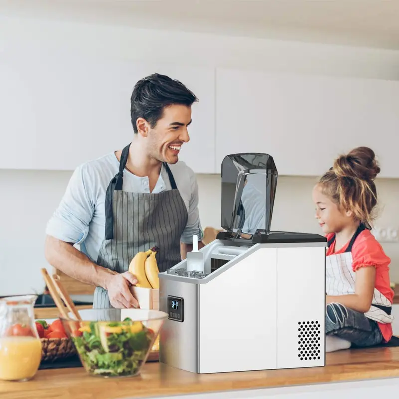 Eiswürfelmaschine für die Arbeitsfläche, Edelstahl, 48 lbs/24 Std., Selbstreinigungsfunktion 2