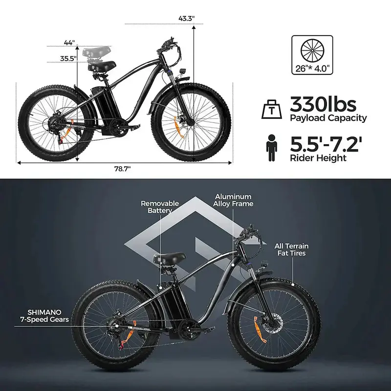 Elektro-Fahrrad für den Außenbereich mit 48 V / 15 Ah Lithium-Akku 2