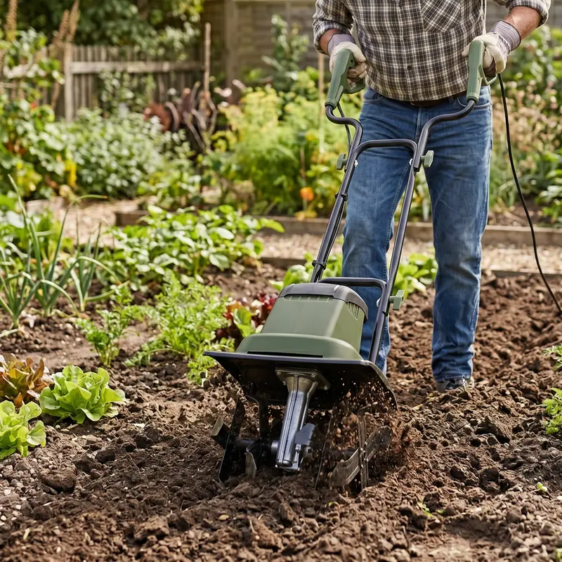 Elektro-Gartengrabbel mit Kabel, 10,5 A, Boden-Drehsystem