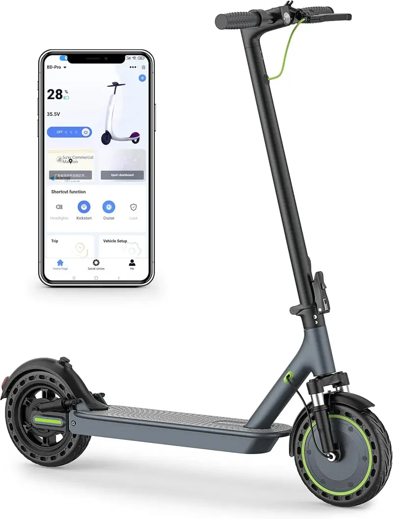Elektroroller – 8,5" Vollgummireifen, 350-W-Motor, bis zu 19 Meilen pro Stunde (ca. 30 km/h) und Reichweite von 21–23 Meilen; langlebiger, tragbarer, klappbarer Pendler-Roller für Erwachsene mit Doppelbremssystem und App-Steuerung 2