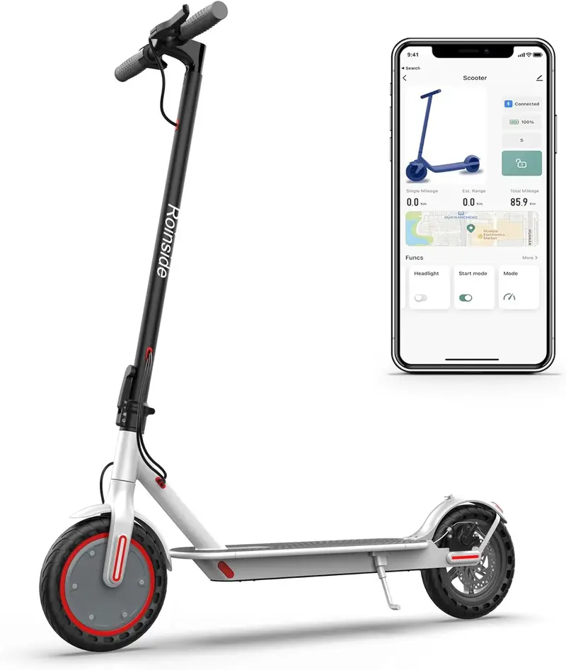 Elektroroller – 8,5" Vollgummireifen, 350-W-Motor, bis zu 19 Meilen pro Stunde (ca. 30 km/h) und Reichweite von 21–23 Meilen; langlebiger, tragbarer, klappbarer Pendler-Roller für Erwachsene mit Doppelbremssystem und App-Steuerung
