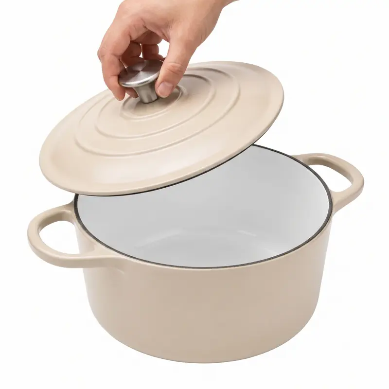 Emailierter Gusseisen-Dutch Oven, 7-Quart, rund, mit Deckel