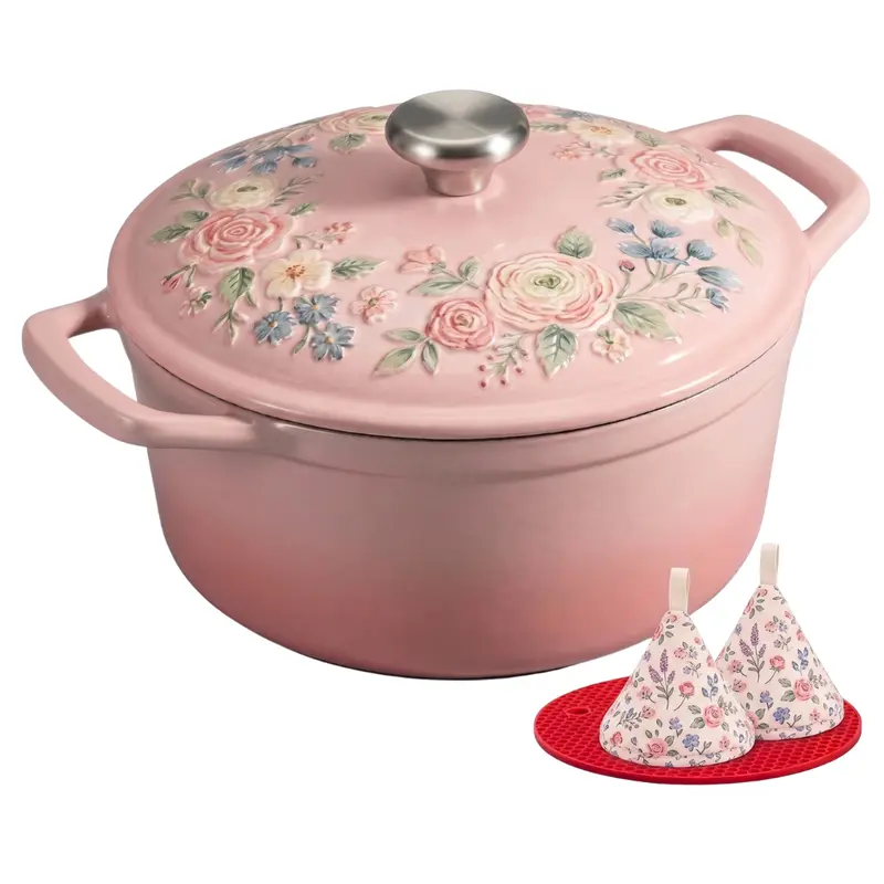 Emailierter Gusseisen-Dutch Oven zum Backen, Braten und für Familienmahlzeiten
