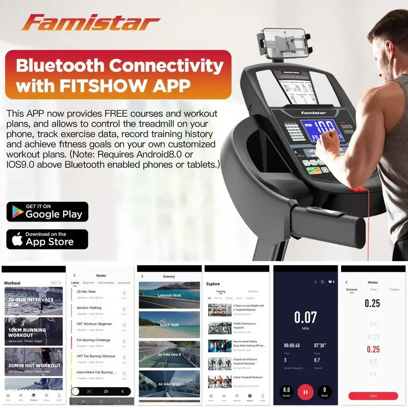 Famistar-Klapp-Laufband für zu Hause mit 15-stufiger automatischer Neigung, 136 kg Tragkraft und schnellen Geschwindigkeitskontrollen bis 16 km/h (10 mph)