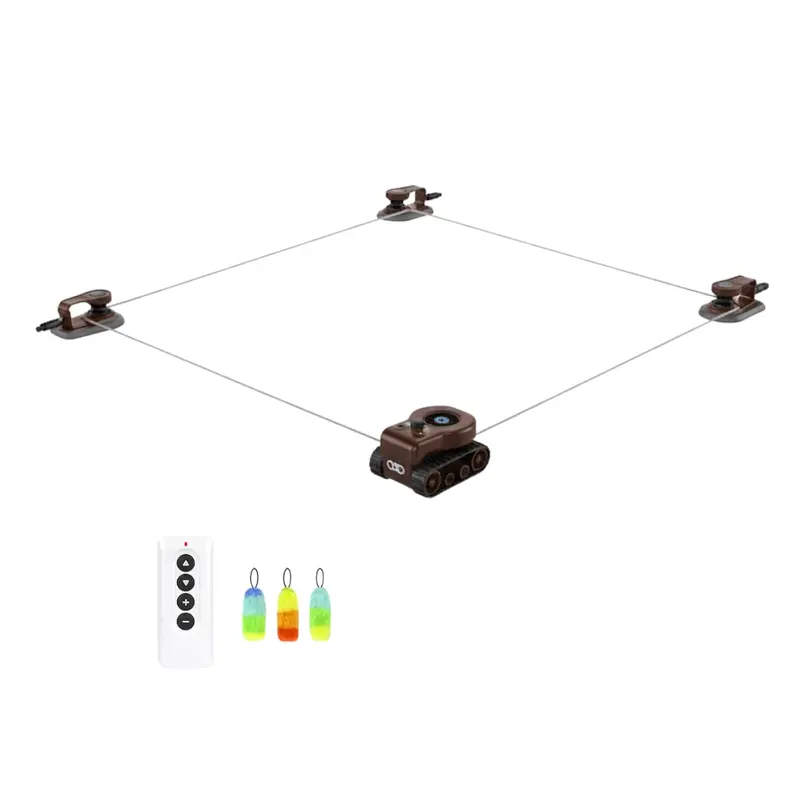Ferngesteuertes Katzenspielzeug mit selbstgestaltetem Seilparcours und Federn