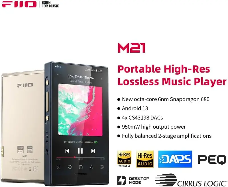 FiiO M21 Android-13-Hi-Res-Musikplayer, Snapdragon 680, Blau-Schwarz 2
