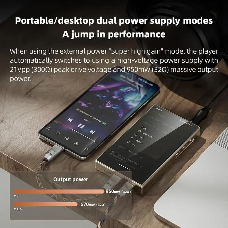 FiiO M21 Android-13-Hi-Res-Musikplayer, Snapdragon 680, Blau-Schwarz